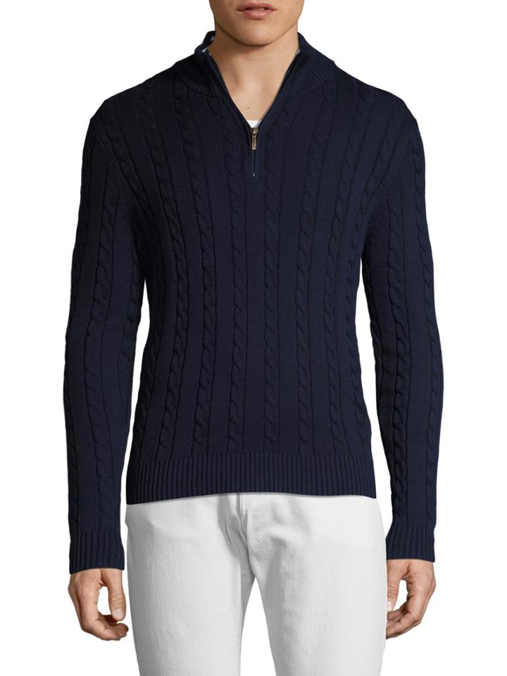 Brooks Brothers Cotton Cableknit Half Zip Sweater