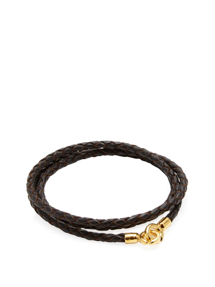 Degs & Sal Dark Brown Leather C Clasp Bracelet