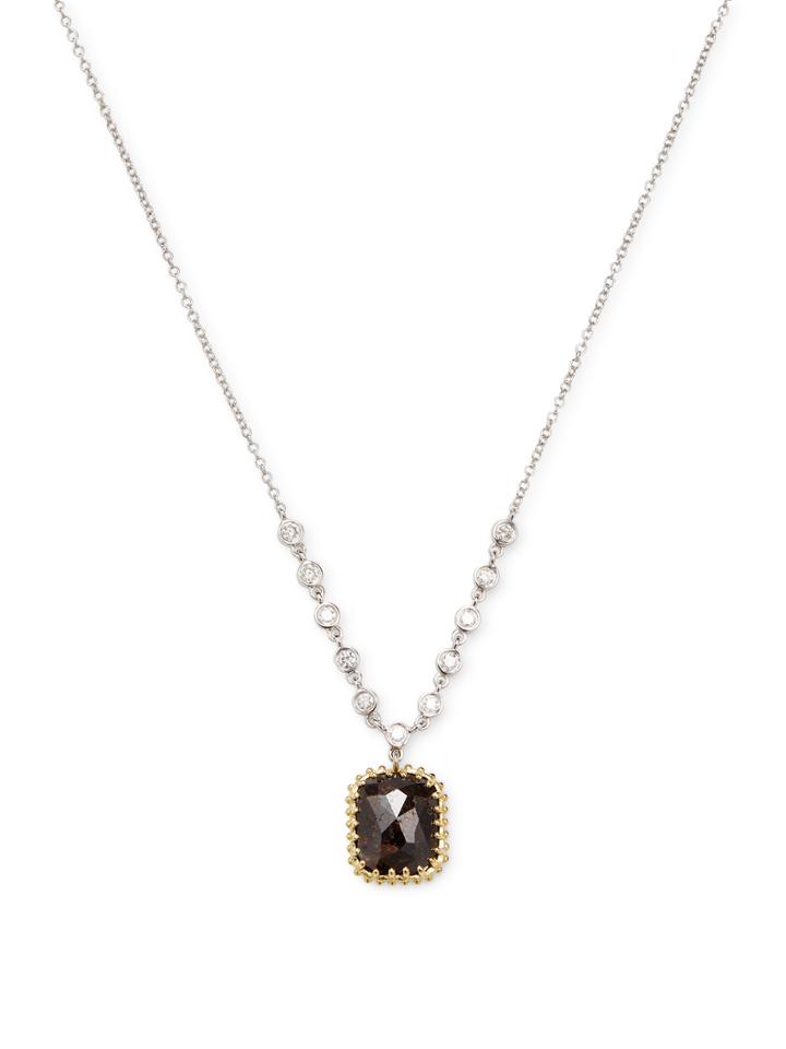 Meira T White & Yellow Gold Diamond Pendant Necklace