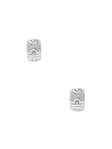 Vintage Bulgari  Parentesi 18k White Gold & 0.65 Total Ct. Diamond Huggie Clip-on Earrings