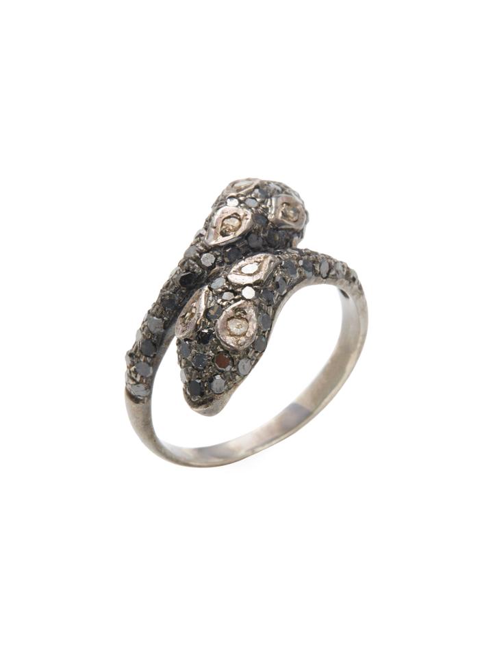 Shay Sterling Silver & Diamond Double Headed Snake Ring