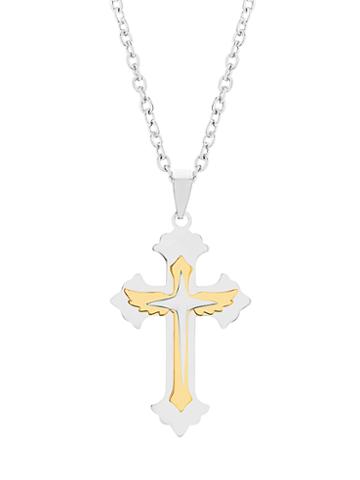 Creed 1913 Wing Cross Rolo Chain Pendant Necklace