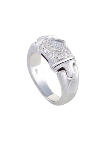 Vintage Bulgari  Womens Parentesi 18k White Gold & 0.45 Total Ct. Diamond Ring