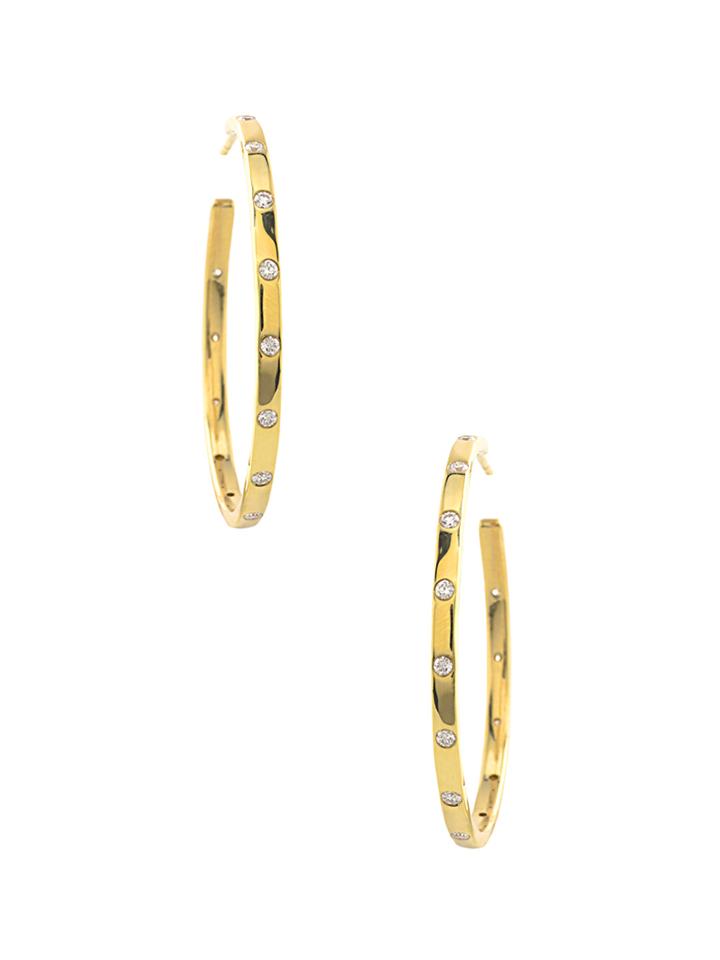 Ippolita 18k Green Gold & Diamond Senso Twinkle Hoop Earrings