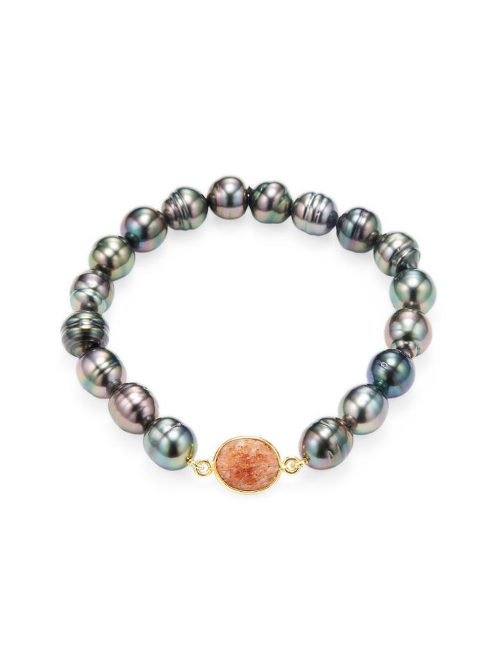 Tara Pearls Tahitian Pearl & Rose Quartz Bracelet