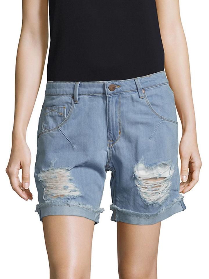 Denimocracy Distressed Stone-wash Shorts