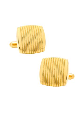 Ox And Bull Trading Co. Stainless Steel & Gold Ribbed Square Cufflinks
