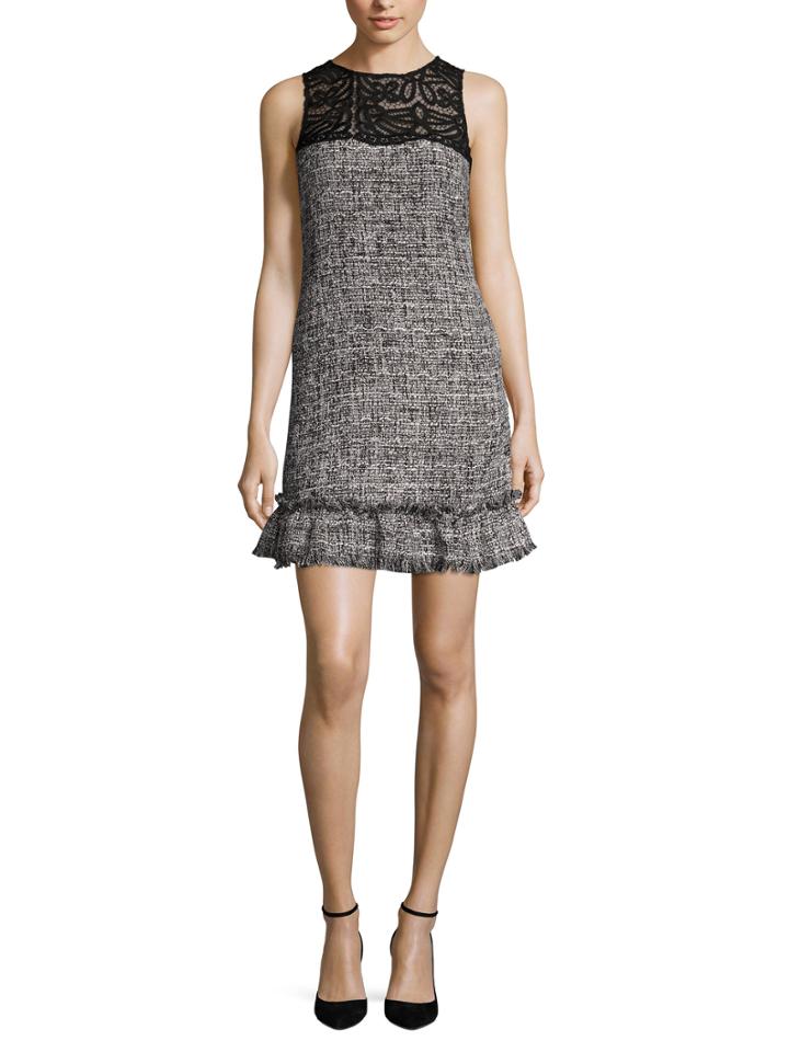 Hiche Lace Yoke Tweed Dress