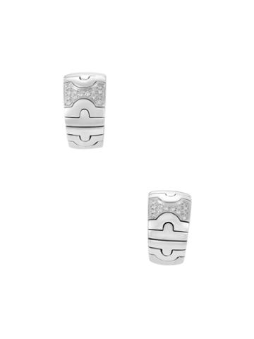 Vintage Bulgari  Parentesi 18k White Gold & 0.50 Total Ct. Diamond Huggie Earrings