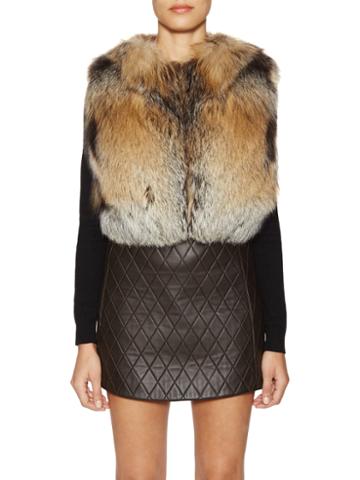 Tasha Tarno Cross Fox Vest With Leather