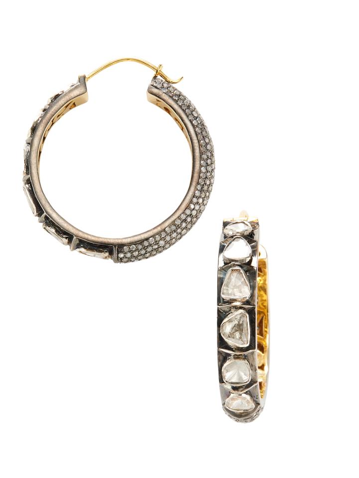 Artisan 18k Gold Diamond Hoop Earrings