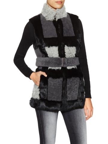 Tasha Tarno Belted Mixed Fur Vest