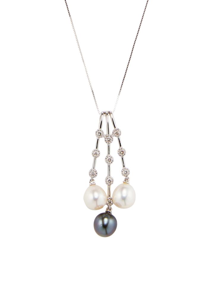 Belpearl Tahitian & Fresh Water Pearl Drop Pendant Necklace