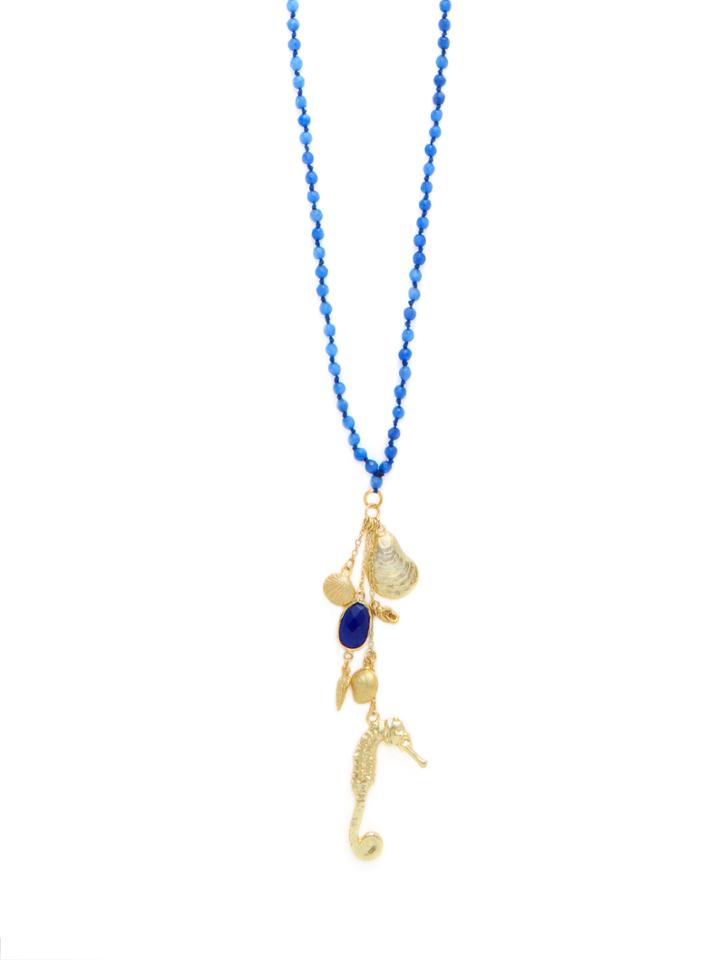 Ashiana London Denim Chalcedony Pendant Necklace