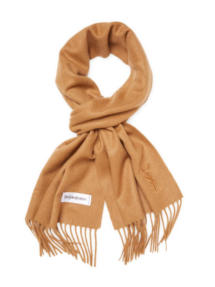 Yves Saint Laurent Solid Fringed Cashmere Scarf