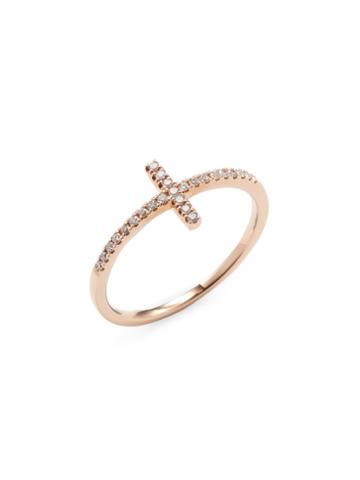 Vendoro 14k Rose Gold Pave Diamond Ring