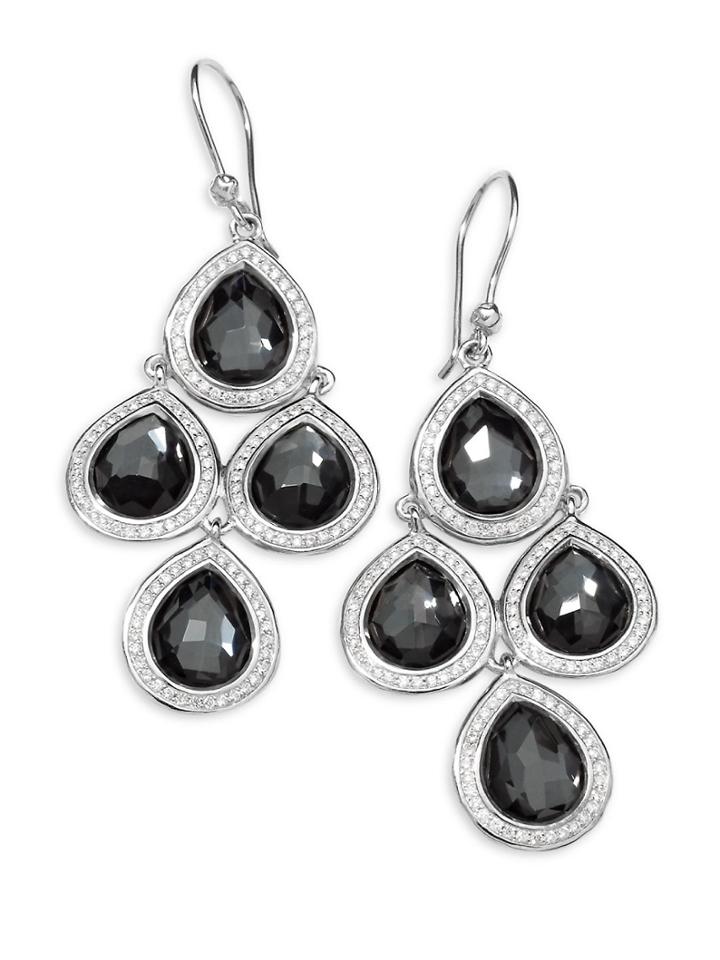 Ippolita Diamond, Hematite And Sterling Silver Doublet Drop Earrings