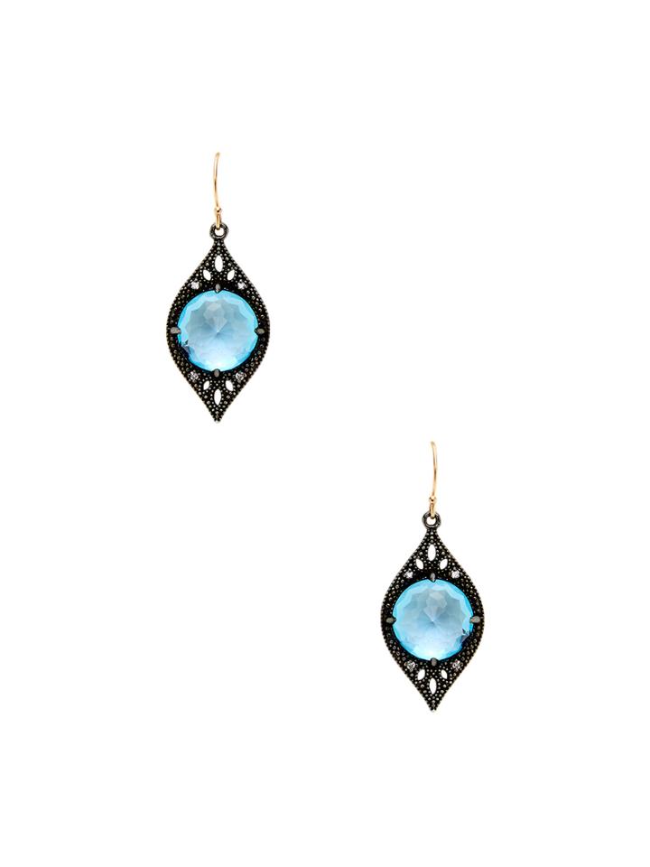 Mizuki Blue Topaz & Diamond Drop Earrings