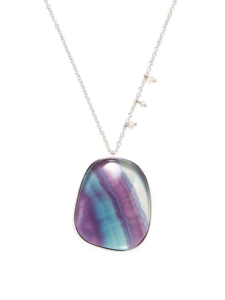 Meira T 14k White Gold, Fluorite & Seed Pearl Pendant Necklace
