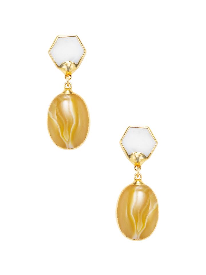 Janna Conner Nahid Mother Of Pearl & Agate Drop Earrings