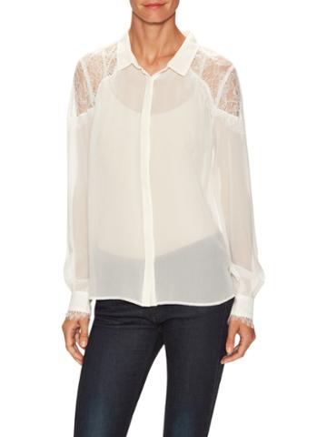 Falcon & Bloom Silk Lace Trim Blouse