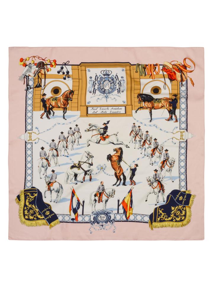 Hermès Vintage Pink Real Escuela Andaluza Del Arte Ecuestre Silk Scarf