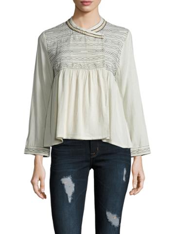 Vivienne Tam Trapunto Stitched Wrap Blouse
