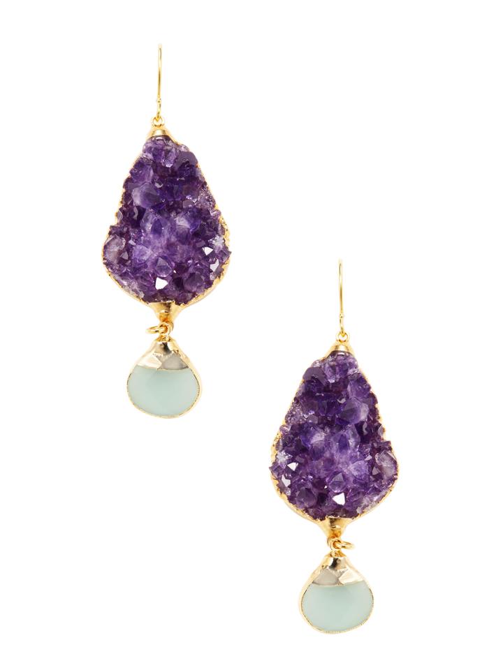 Janna Conner Nata Amethyst Cluster Drop Earrings
