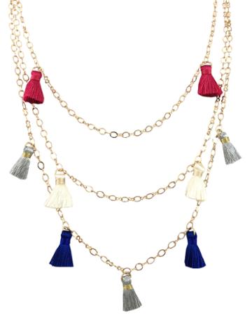 Katherine Karambelas Jewelry Khloe Silk Tassels Layered Necklace