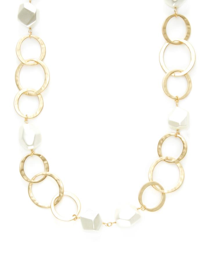Kenneth Jay Lane Circles Link & Pearl Station Necklace