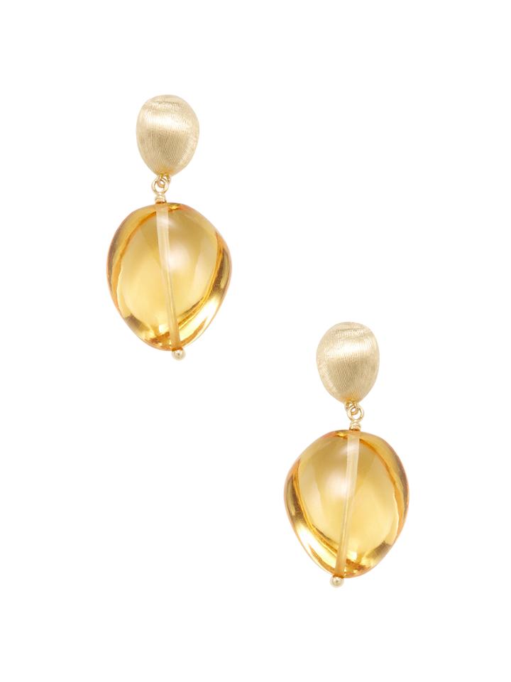 Marco Bicego Confetti Engraved 18k Yellow Gold & Citrine Drop Earrings