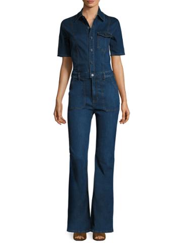 Eight Dreams Denim Flare Short Sleeve Jumpsuit