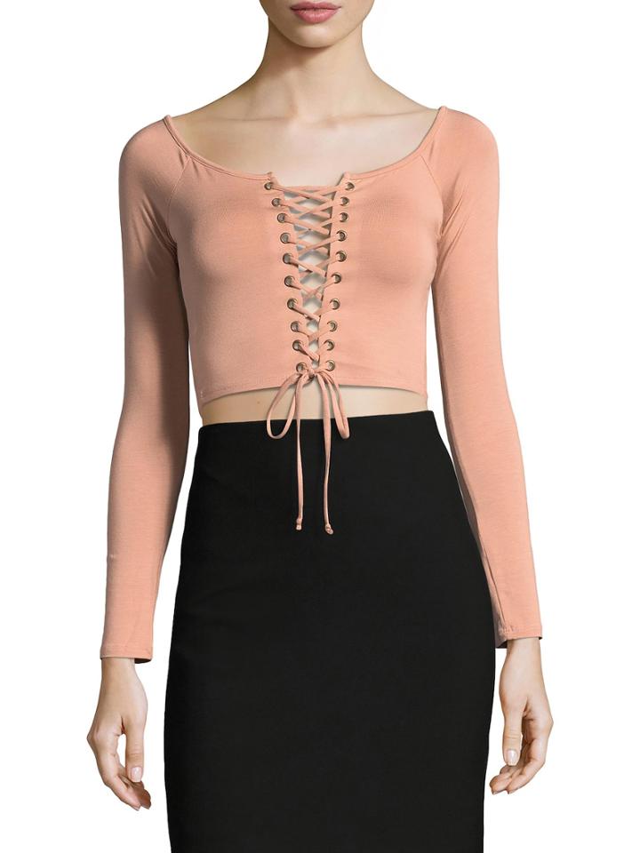 Rachel Pally Lace-up Cunningham Cropped Top