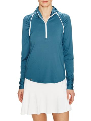 L'etoile Sport Long Sleeve Zip Front Mesh Pullover