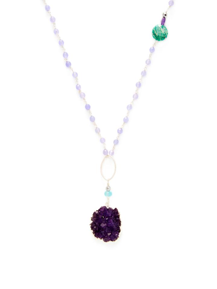 Alanna Bess Jewelry Amethyst Cluster Pendant Necklace