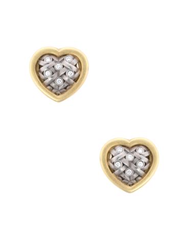 Vintage Kieselstein-cord Diamond Heart Stud Earrings