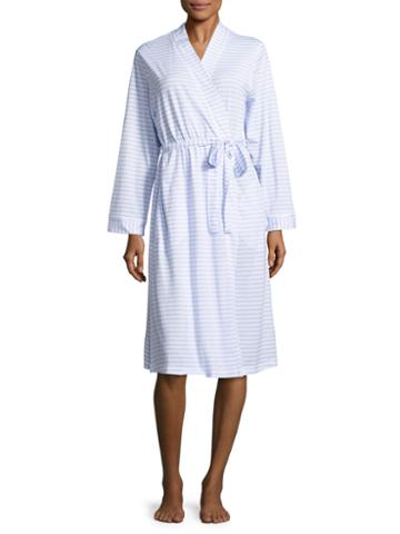 Midnight By Carole Hochman Ballet Cotton Striped Robe
