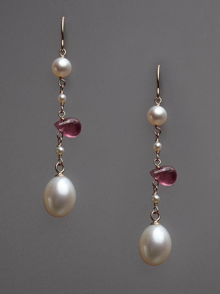 Tara Pearls Pearl & Pink Tourmaline Drop Earrings