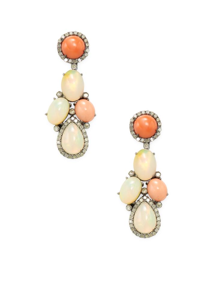 Arthur Marder Fine Jewelry Coral, Opal & Diamond Earrings