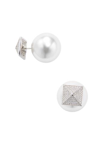 Alex Mika Pyramid Freshwater Pearl And Pave Earrings