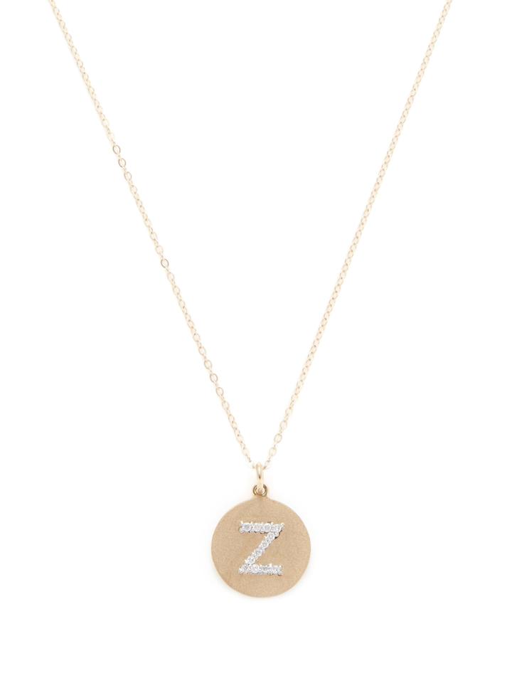 Nephora Diamond Initial Z Disc Pendant Necklace