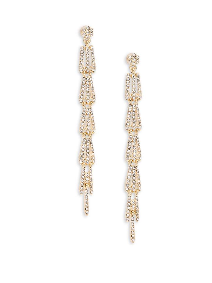 Saks Fifth Avenue Clear Crystals Vintage Drop Earrings