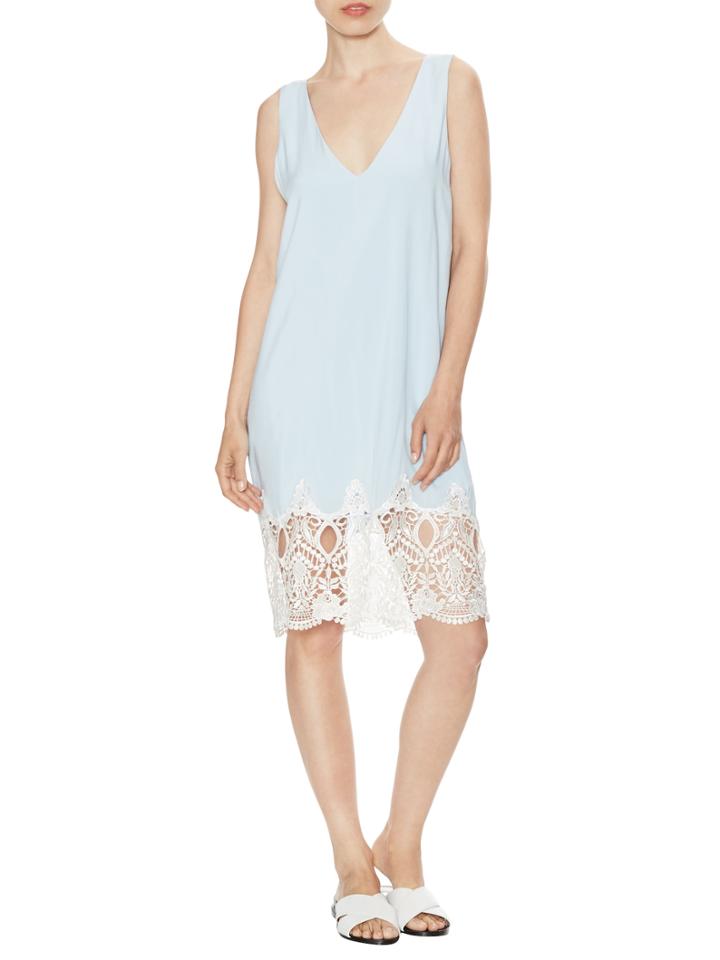 Karen Zambos Vintage Couture London V-neck Dress With Lace Trim