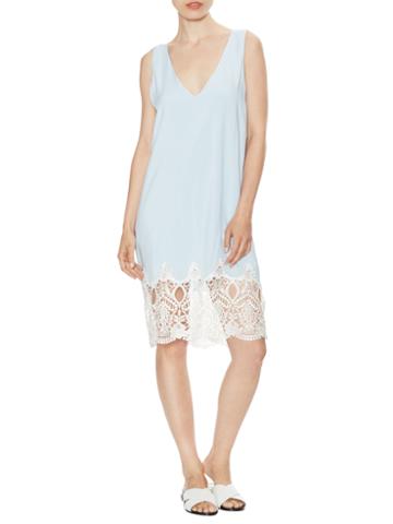 Karen Zambos Vintage Couture London V-neck Dress With Lace Trim