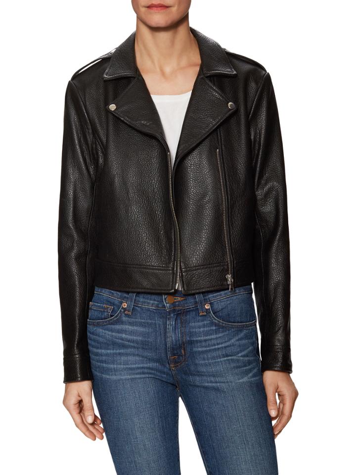 Firth Cropped Leather Motorcycle Jacket