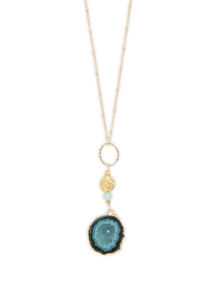 Alanna Bess Jewelry Organic Amethyst Disc Pendant Necklace