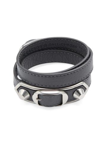 Balenciaga Metallic Edge Triple Tour Leather Wrap Bracelet
