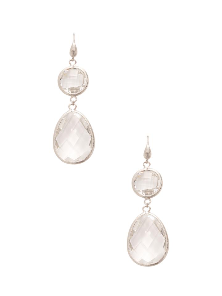 Rivka Friedman Rhodium Dangle Earrings With Crystal