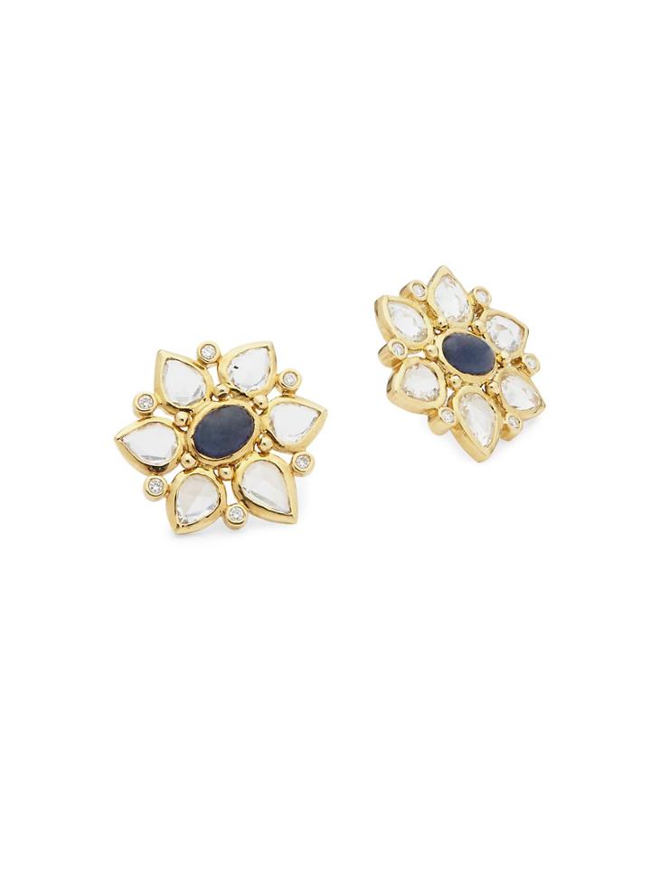 Temple St Clair 18k Yellow Gold Ottoman Cluster Earrings