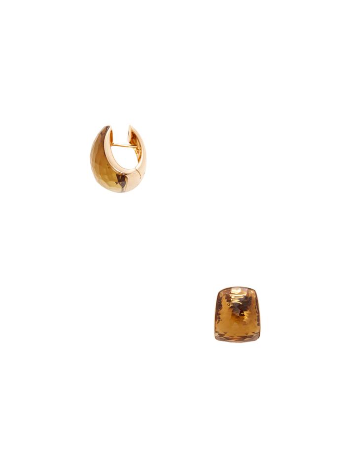 Roberto Coin Rose Gold & Cognac Quartz Martellato Earrings